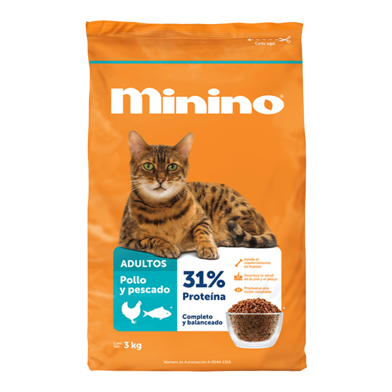 COMIDA P/GATO MININO POLLO PESCADO 6/3 KG