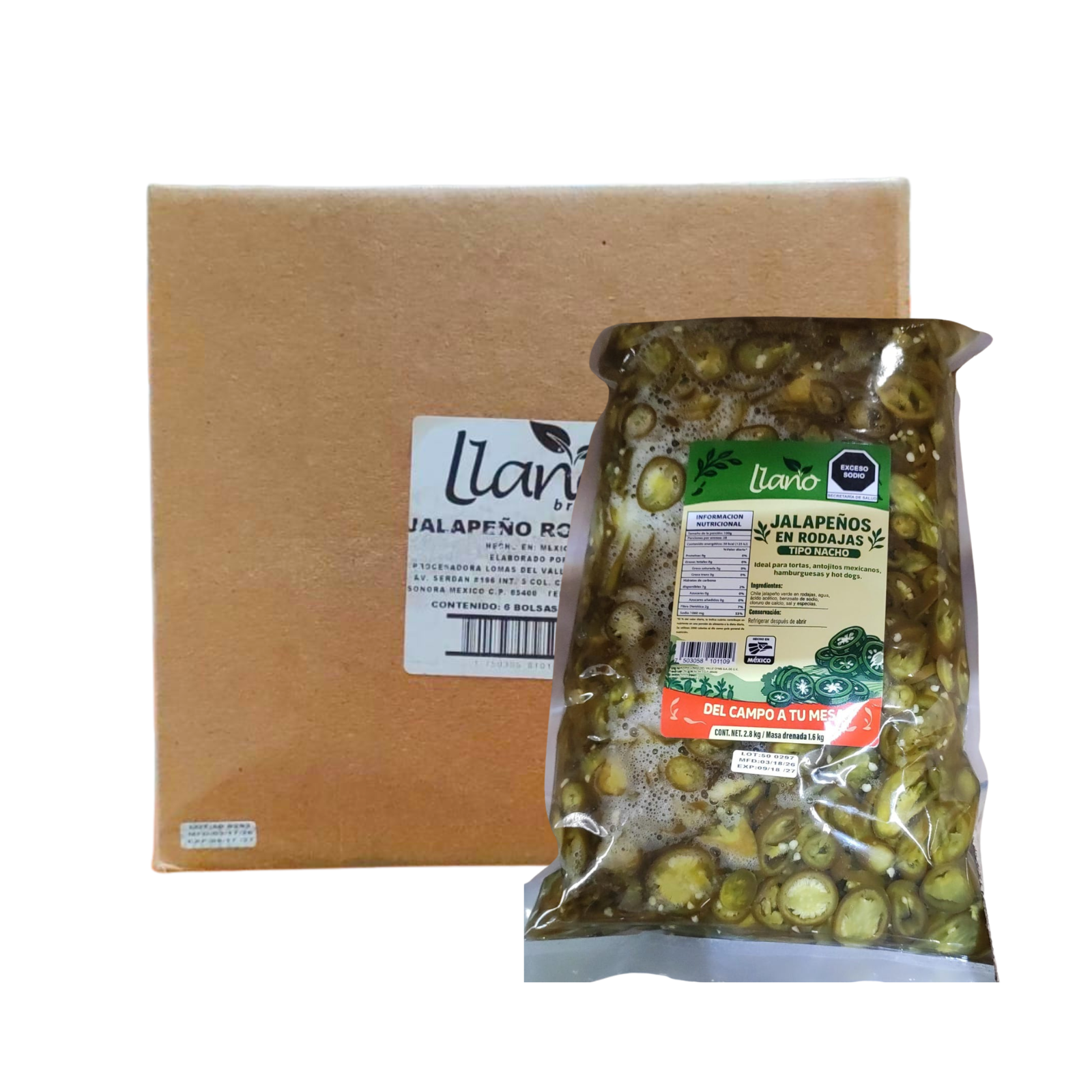 CHILE JALAPEÑO NACHO LLANO 6/2.8 KG