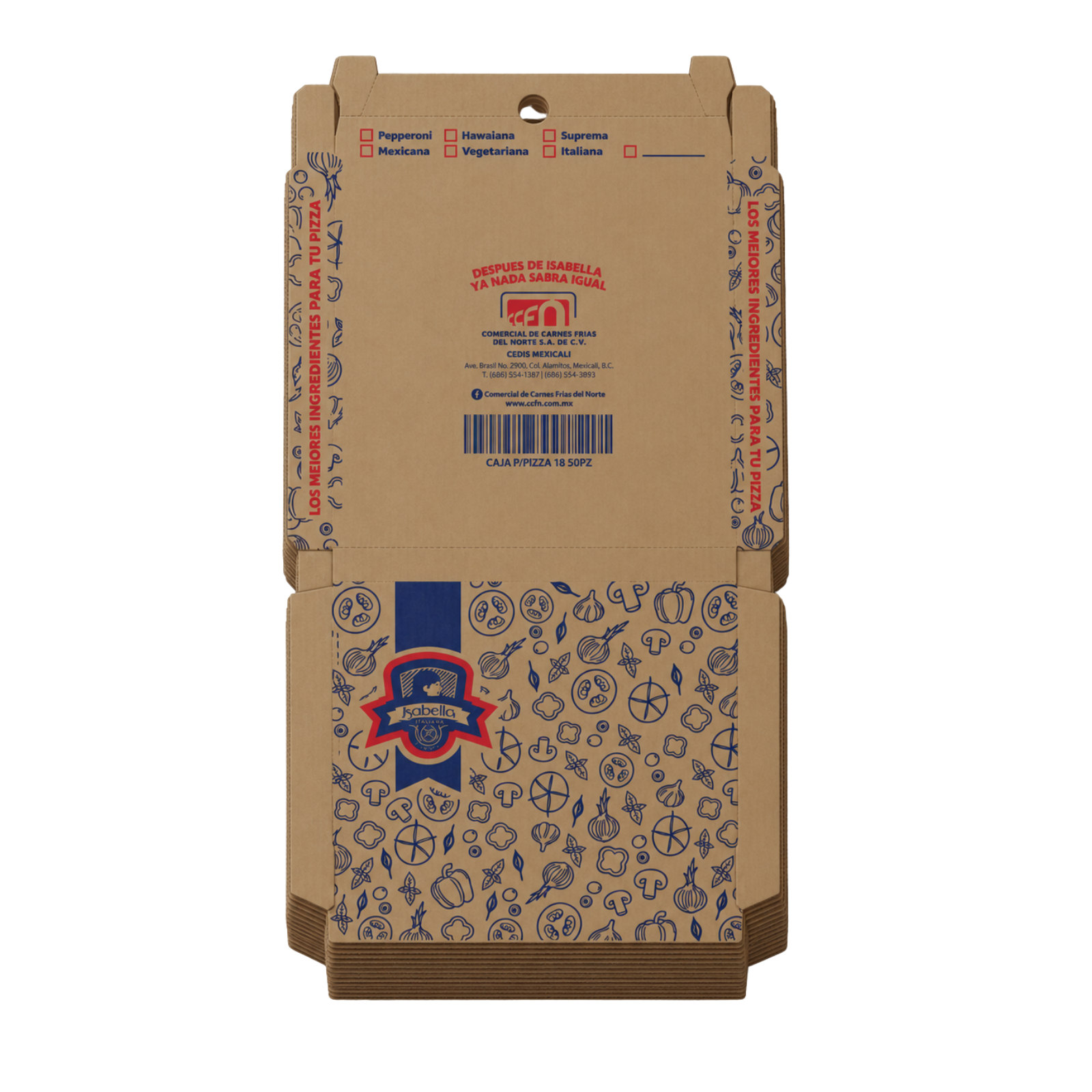 CAJA P/PIZZA KRAFT ISABELLA NO. 18 50 PZ