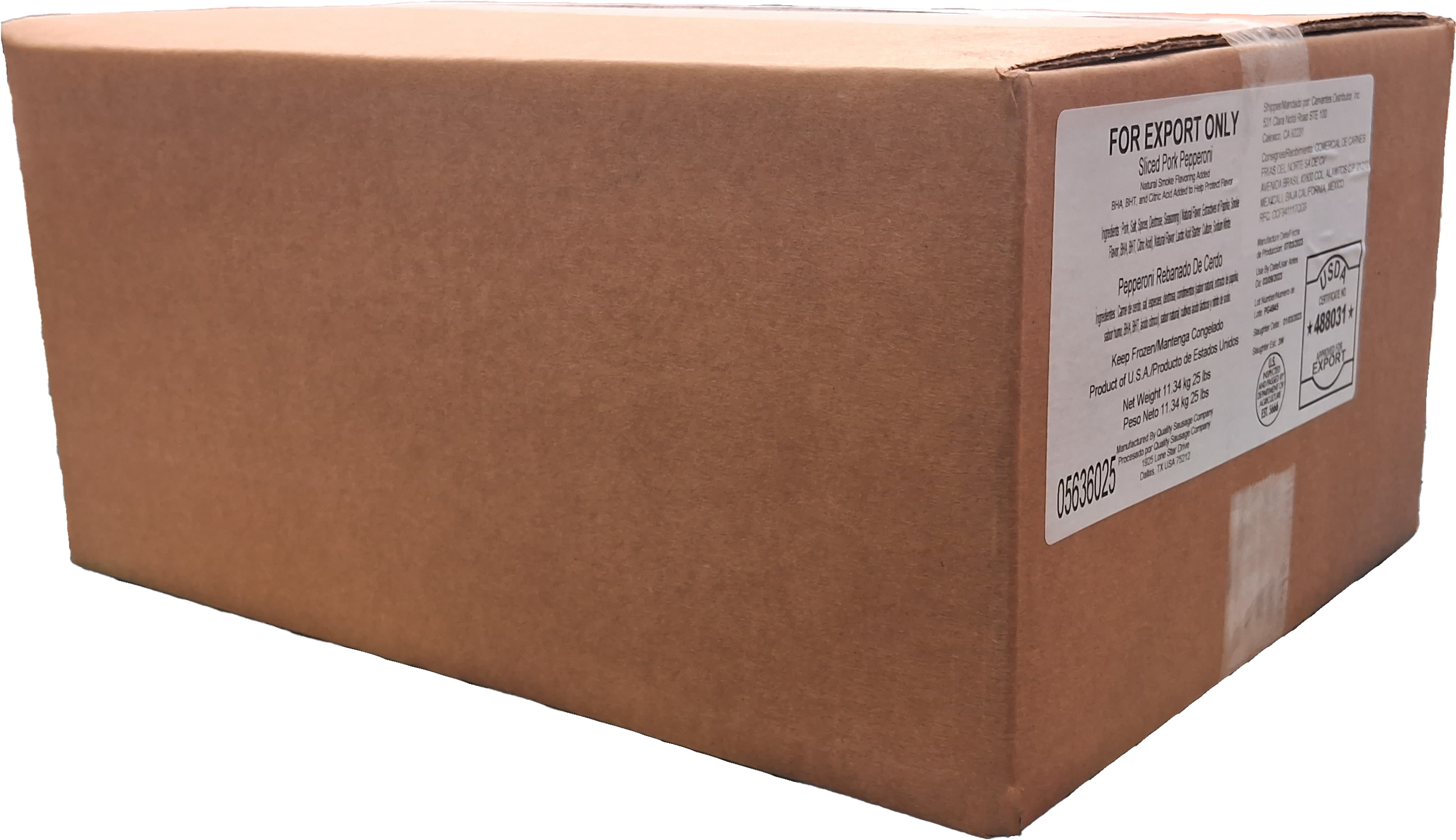 PEPPERONI DE PUERCO REBANADO QUALITY SAUSAGE 25 LB