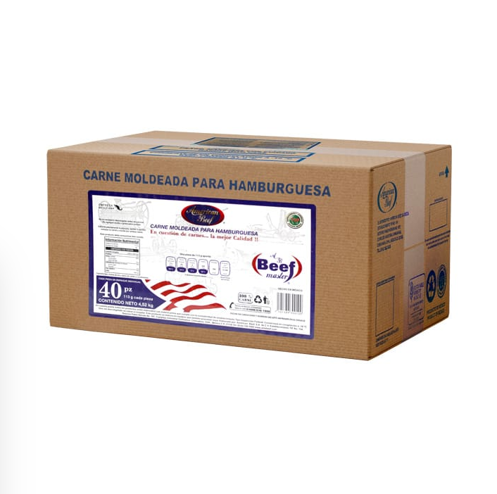 CARNE P/HAMBURGUESA BEEF MASTER 4.5KG/40PZ
