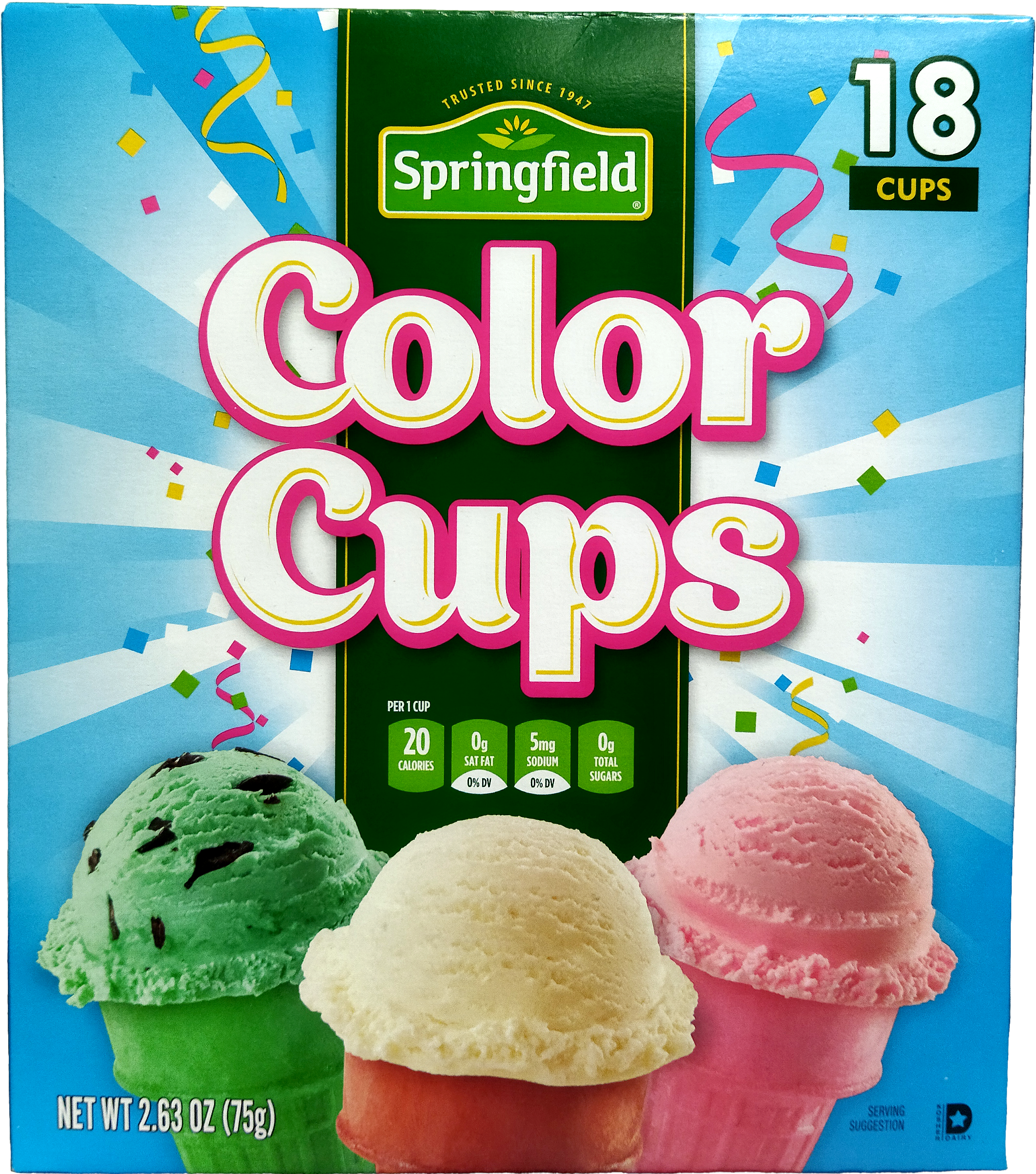 CONOS P/NIEVE SPRINGFIELD DE COLORES 12/18PZ