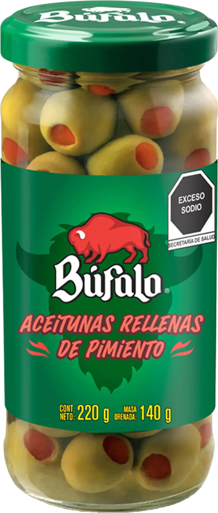 ACEITUNA RELLENA C/PIMIENO BUFALO 24/220 GR