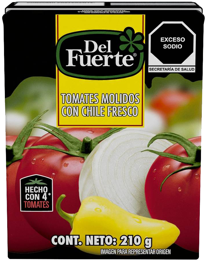 PURE DE TOMATE DEL FUERTE CON CHILE FRESCO 24/210 GR