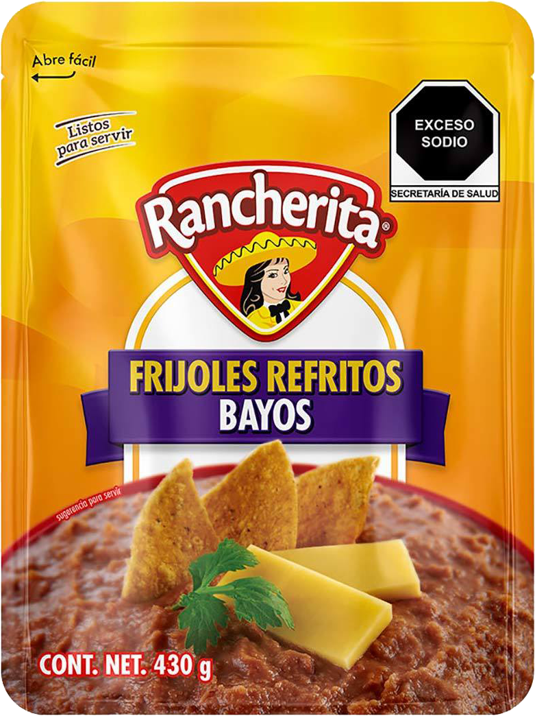 FRIJOLES REFRITOS BAYOS BOLSA RANCHERITA 12/430 GR