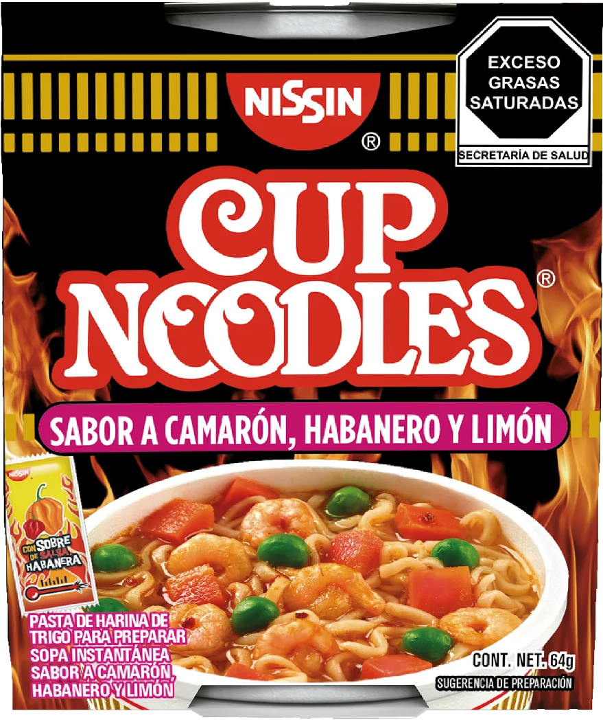 SOPA NISSIN NOODLESA CAMARON, HAB. Y LIMON 12/64GR