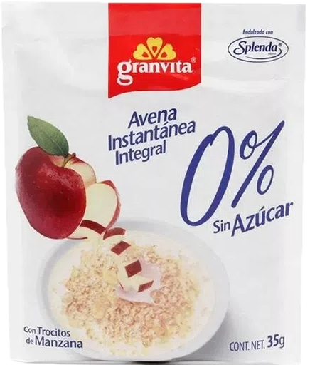 AVENA INSTANTANEA MANZANA 0% AZUCAR GRANVITA 1/30/35 GR EXB