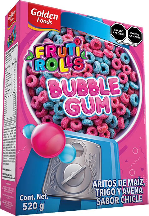 CEREAL FRUTI ROLLS BUBLE GUM GOLDEN F. 16/520GR