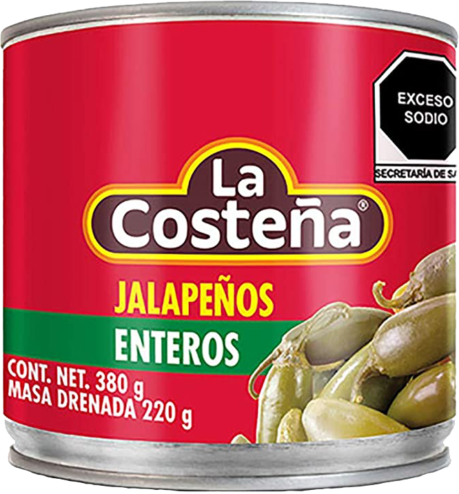 CHILE JALAPEÑO ENTERO LA COSTEÑA 24/380 GR.