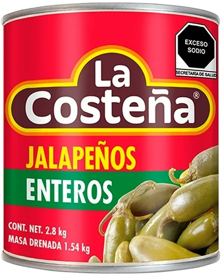 CHILE JALAPEÑO ENTERO LA COSTEÑA 6/2.800 KG.