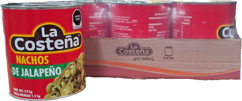 CHILE JALAPEÑO NACHOS LA COSTEÑA 6/2.900 KG.