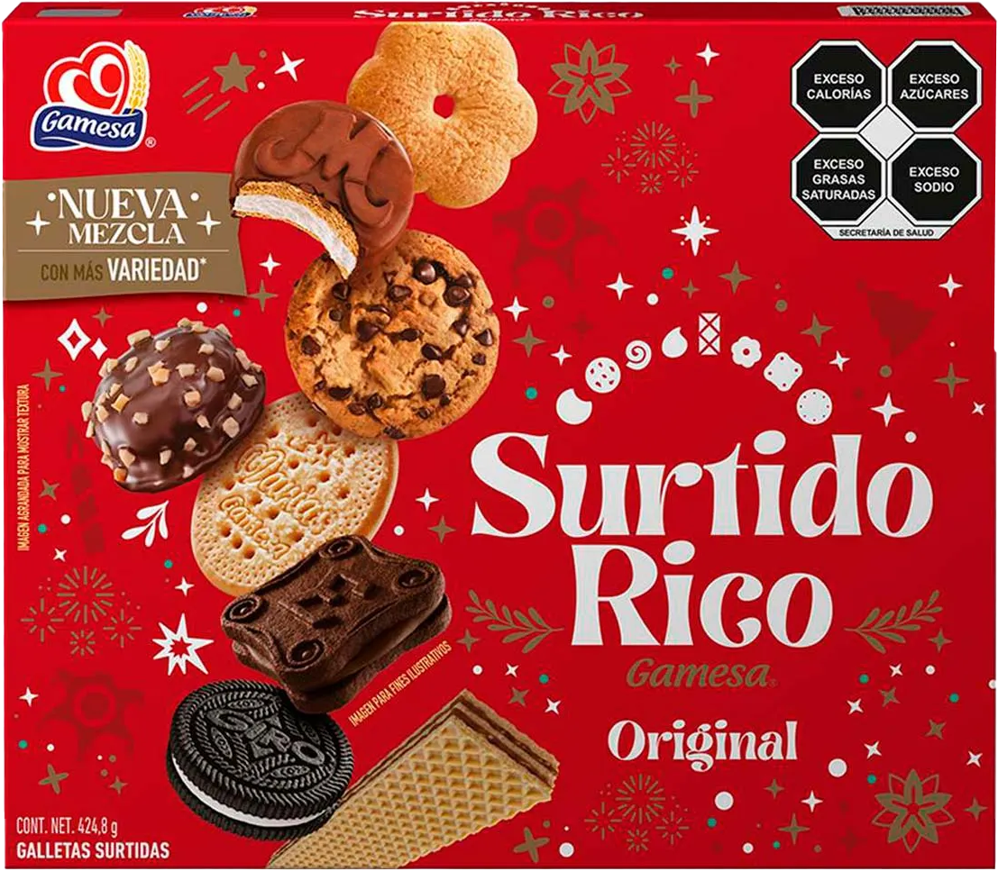 GALLETAS SURTIDO RICO NAVIDEÑO GAMESA 12/424GR