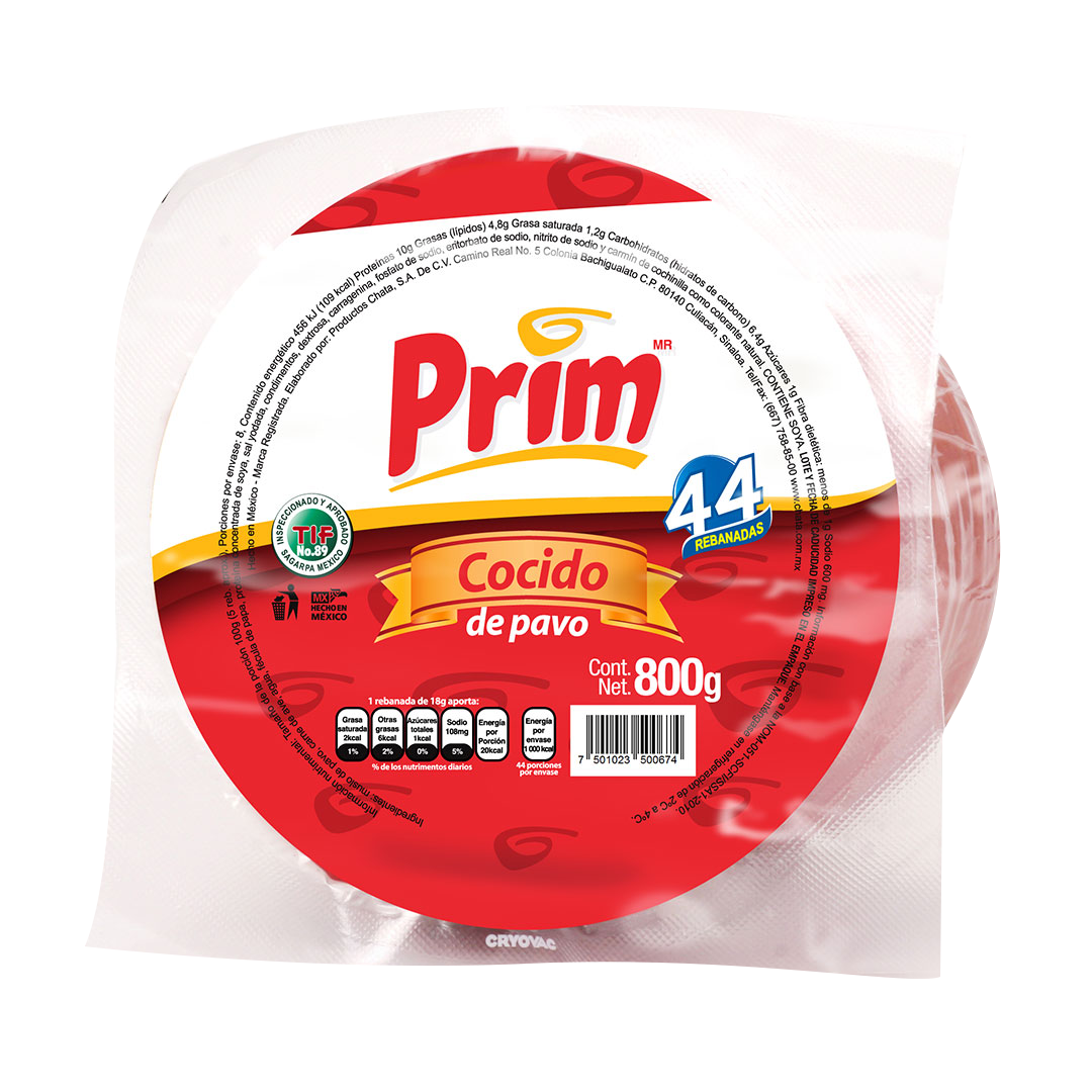 JAMON COCIDO REBANADO PRIM 44 REB 800 GR