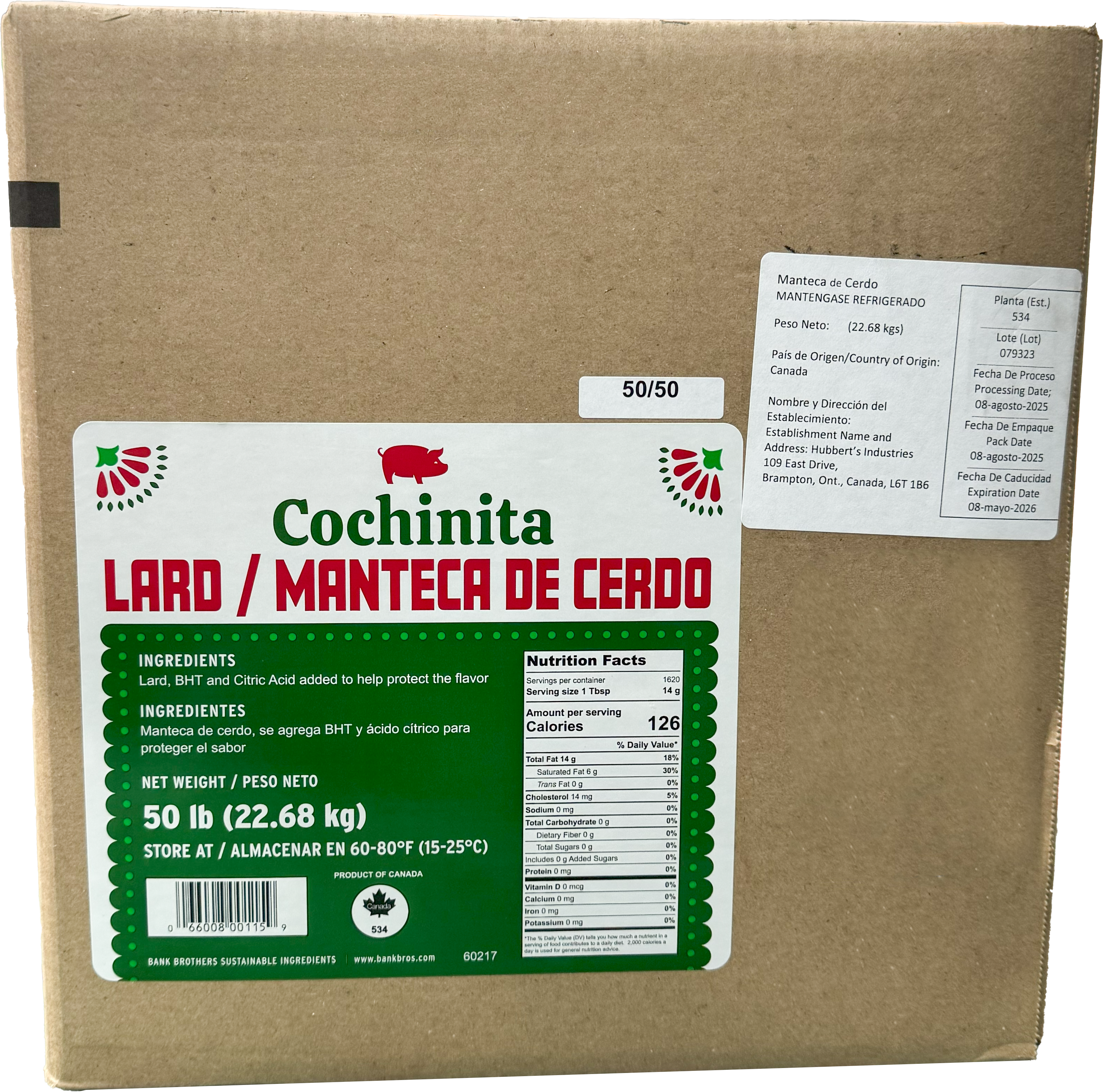 MANTECA DE PUERCO COCHINITA 50 LB