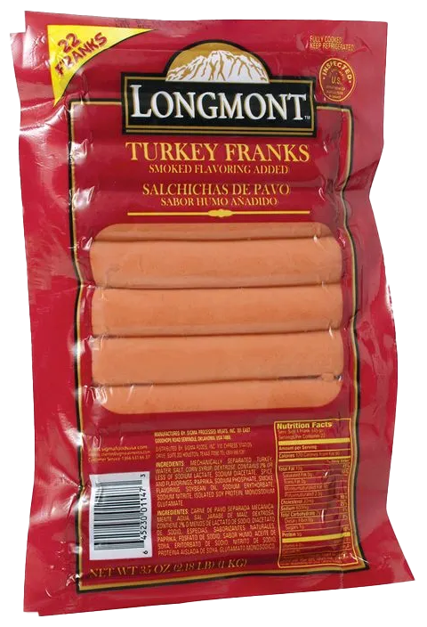SALCHICHA DE PAVO LONGMONT 6/1KG SKU 51554