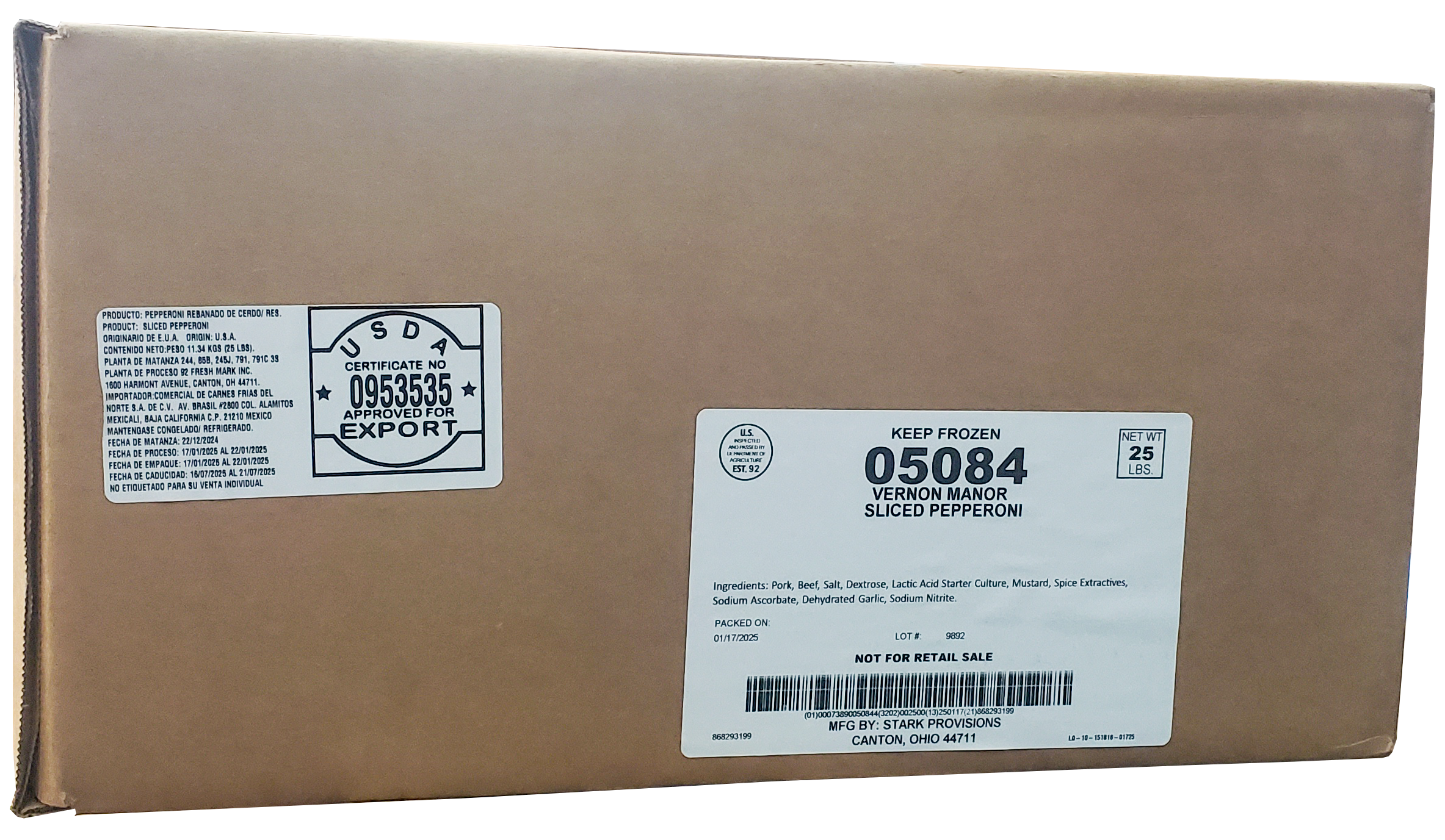 PEPPERONI REBANADO VERNON MANOR 25 LB.