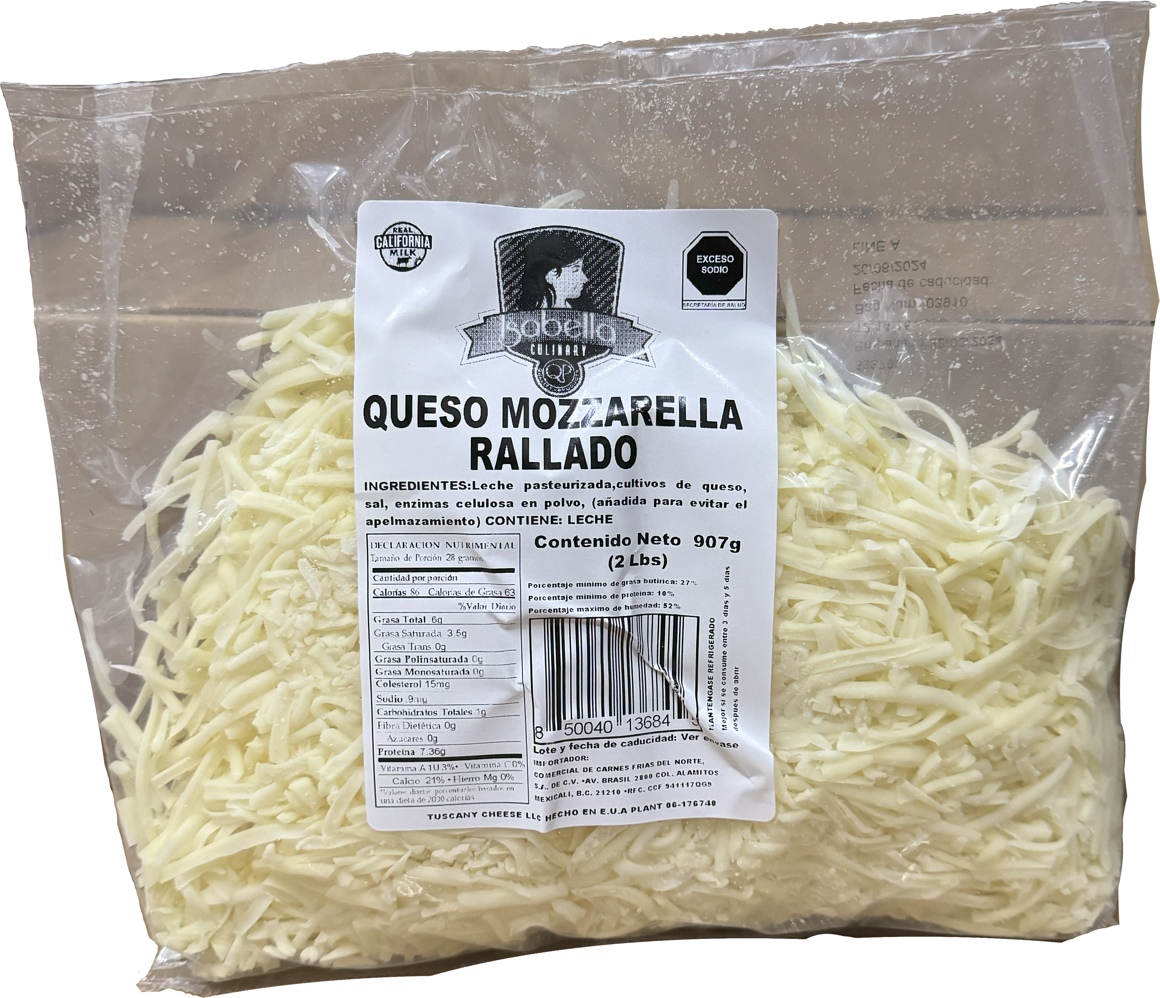 QUESO MOZZARELLA RALLADO ISABELLA 6/2 LB