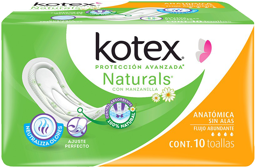 TOALLA FEMENINA KOTEX MANZANILLA S/ALAS 10/10 PZ
