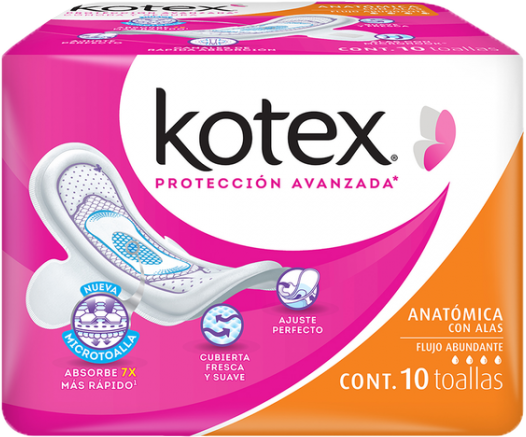 TOALLA FEMENINA KOTEX ANATOMICA C/ALAS 10/10 PZ