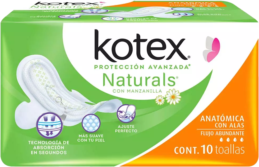 TOALLA FEMENINA KOTEX MANZANILLA C/ALAS 10/10PZ