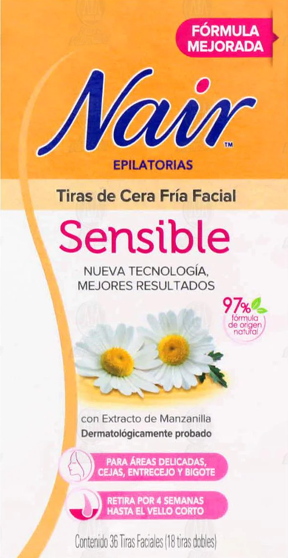TIRAS P/DEPILAR NAIR FACIAL SENSIBLE 6/18 TIRAS