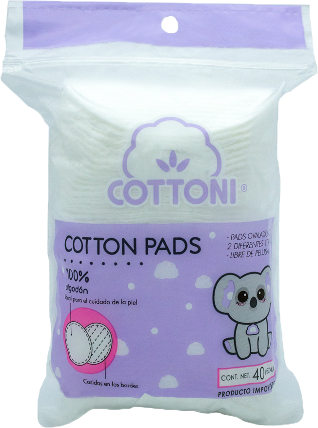 ALGODON FACIAL OVALADA COTTONI TUBO C/40PZAS 24/1 PQ