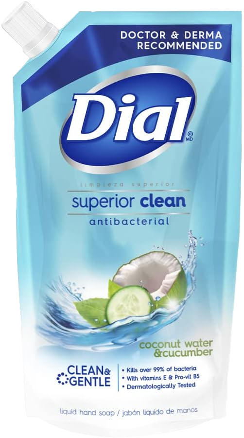 JABON LIQ. P/MANOS DIAL POUCH COCONUT WATER N CUCUMBER 12/800ML