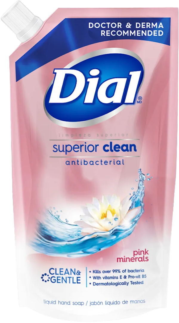 JABON LIQ. P/MANOS DIAL POUCH PINK MINERALS 12/800ML