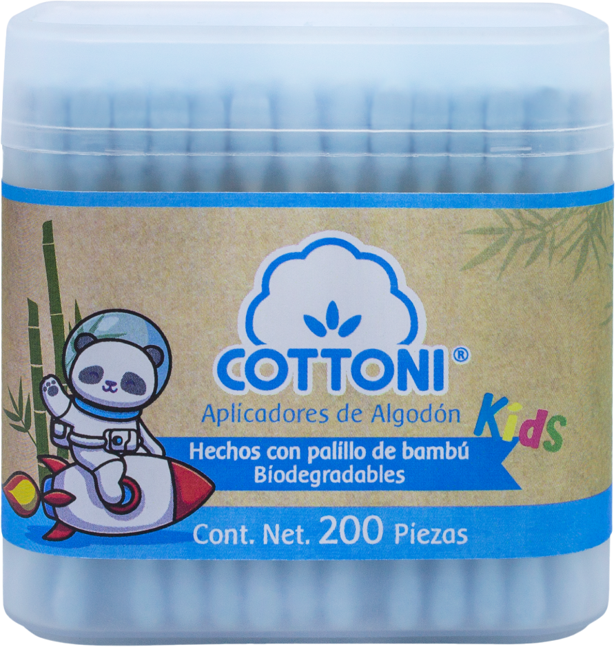 COTONETES DE ALGODÓN COTTONI BAMBU KIDS AZUL C/200PZ 24/1PQ