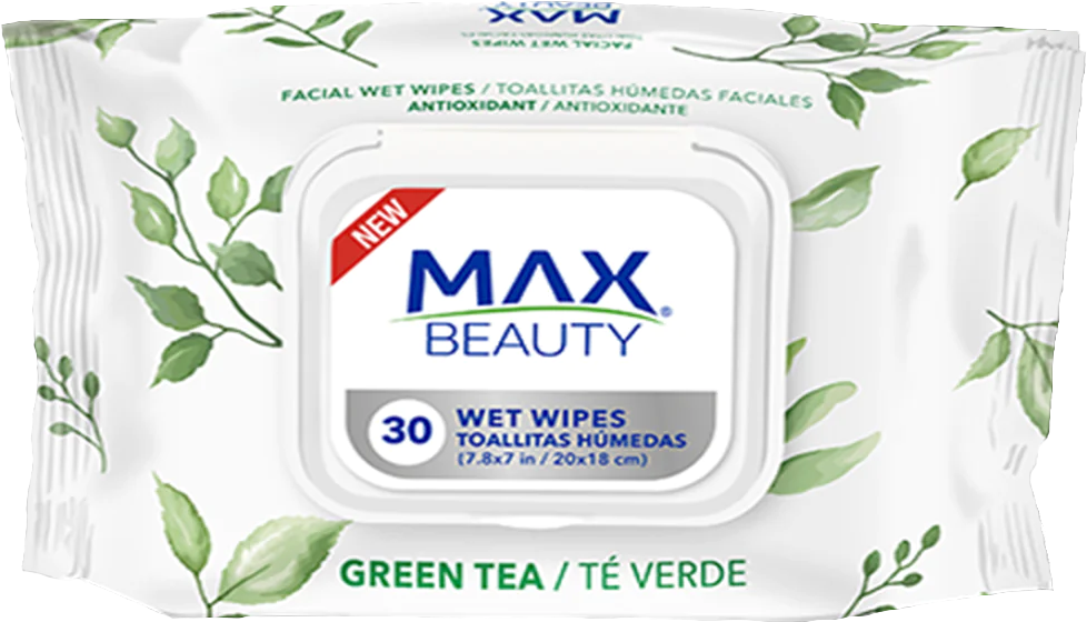 TOALLITAS DESMAQUILLANTES MAX BEAUTY TAPA TE VERDE 12/30PZ