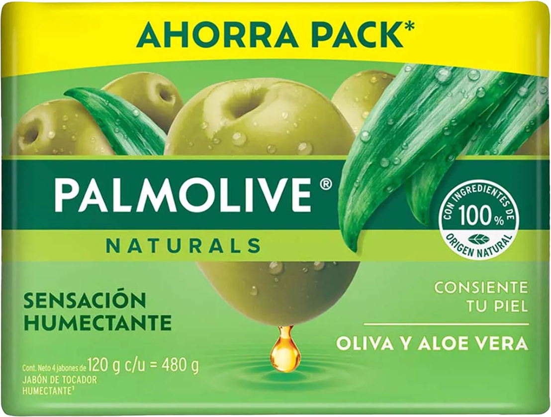 JABON DE TOCADOR PALMOLIVE NATURALS ALOE Y OLIVA 4PACK 18/120GR