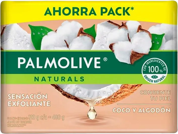 JABON DE TOCADOR PALMOLIVE COCO Y ALGODON 4PACK 18/120 GR