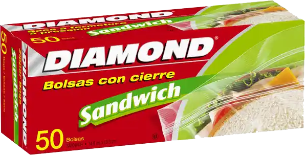 BOLSA SANDWICH ZIPPER DIAMOND 12/50 PZ.