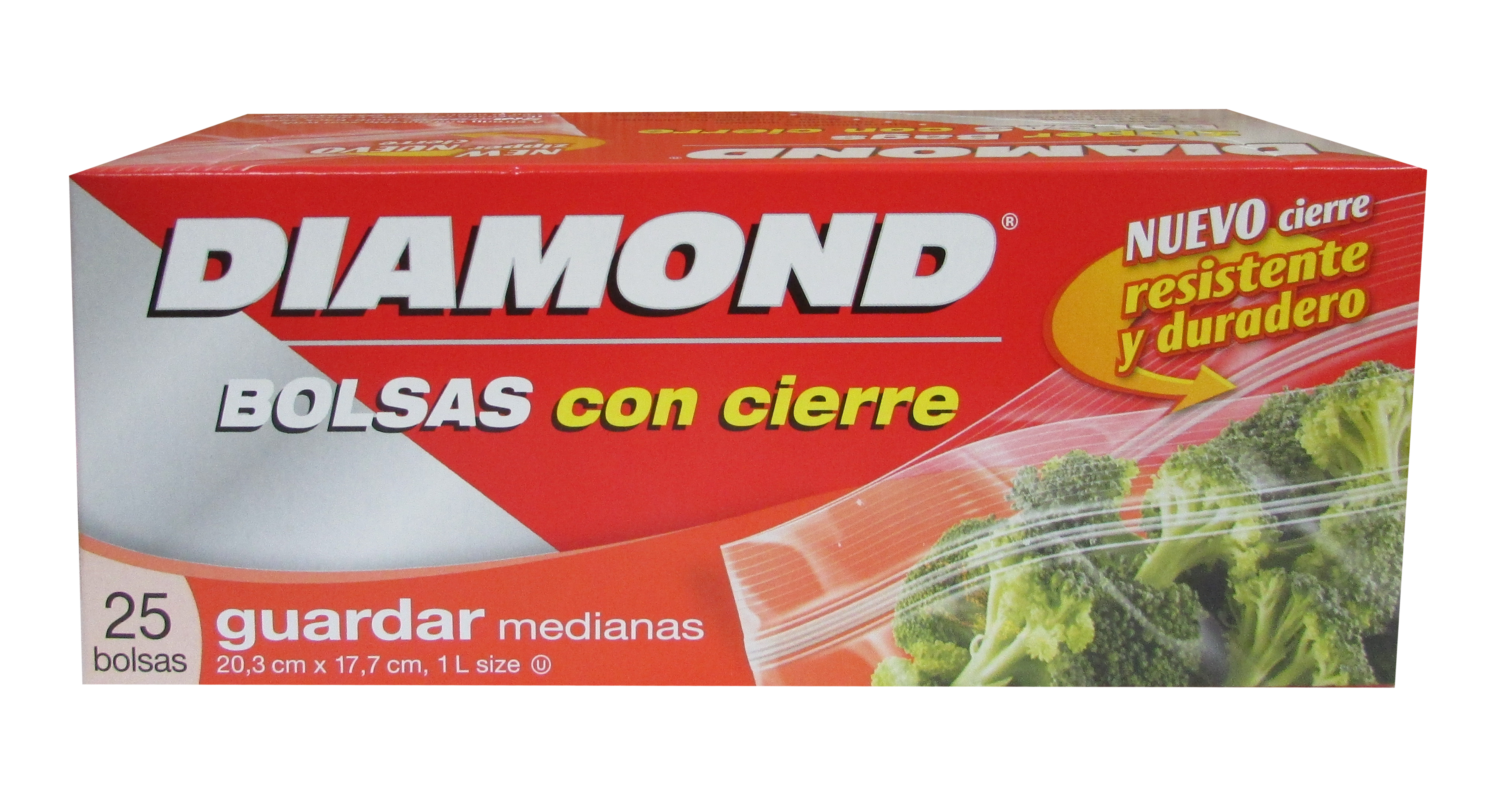 BOLSA PARA COMIDA MEDIANA ZIPPER DIAMOND 12/25 PZ