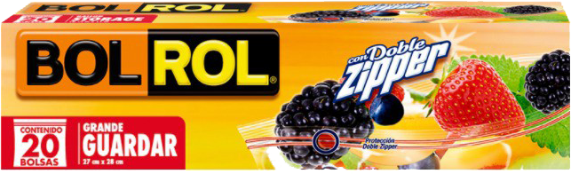 BOLSA P/GUARDAR DOBLE ZIPPER GRANDE BOL ROL 20/20 BL.