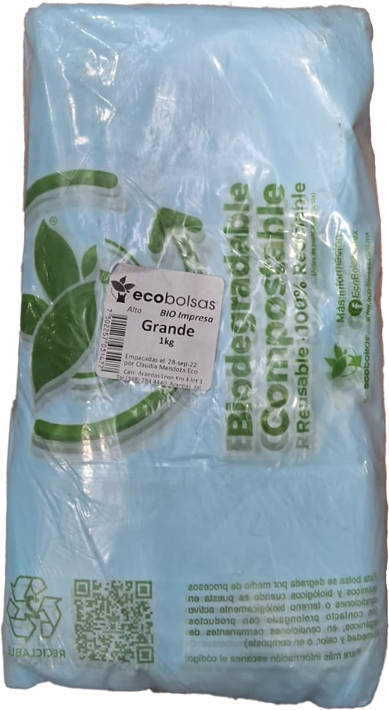 BOLSA CAMISETA BIODEGRADABLE GRANDE ECOBOLSAS 25/1KG