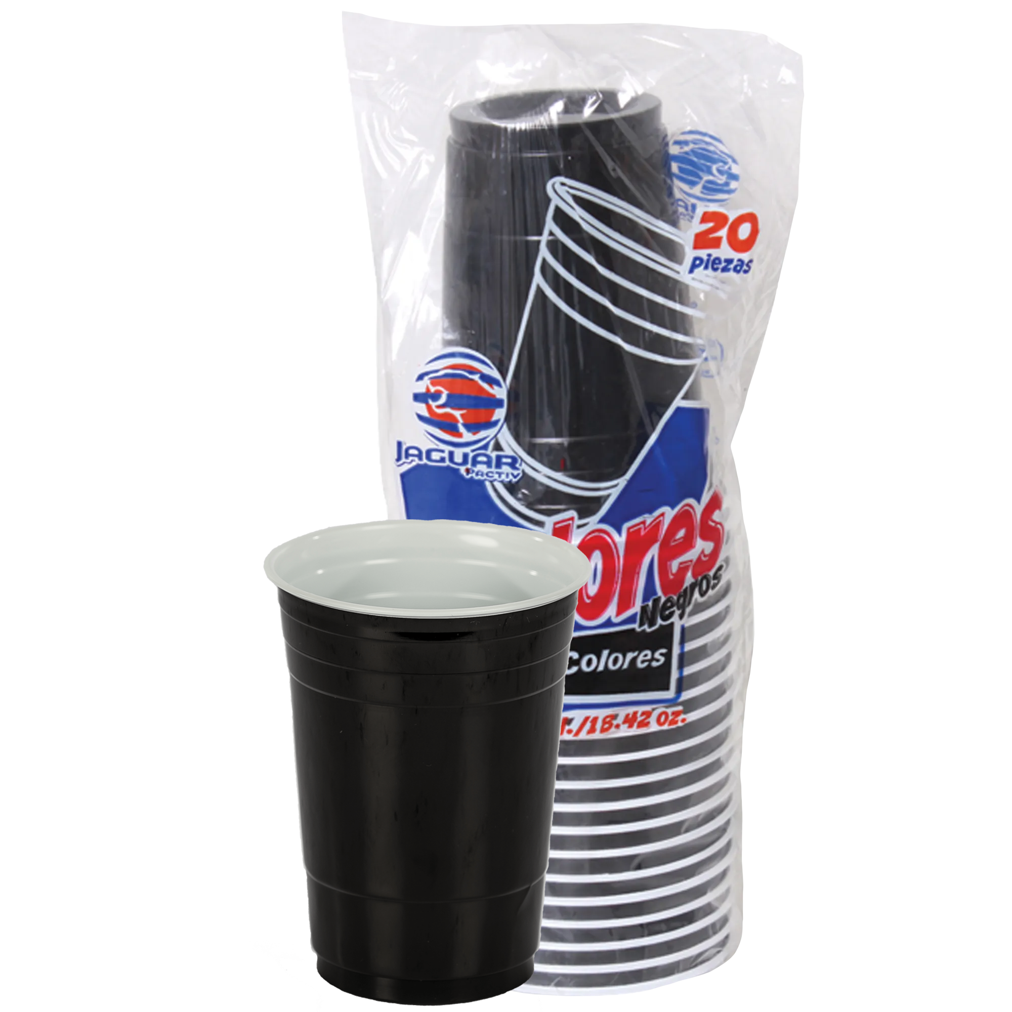 VASO DE PLASTICO JAGUAR BICOLOR NEGRO #18 30/20PZ