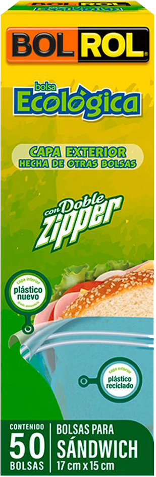 BOLSA P/GUARDAR ECOLOGICO SANDWICH 17X15 BOL ROL 12/50 PZ