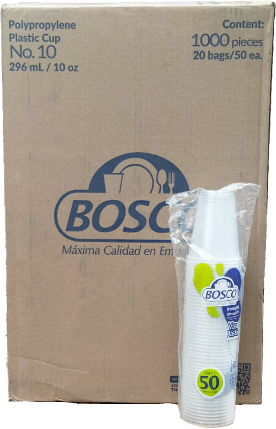 VASO PLASTICO NO. 10 TRANSP BOSCO 50/20PZ