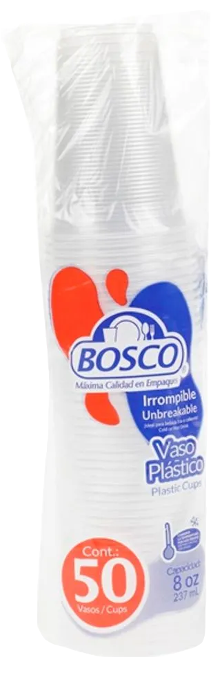 VASO PLASTICO NO. 8 TRANSP BOSCO 20/50PZ