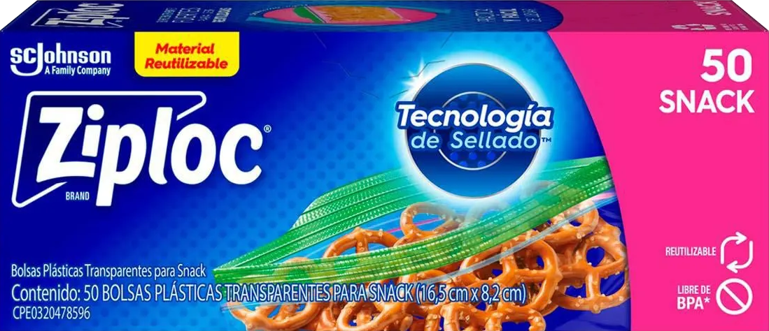 BOLSA P/SNACK ZIPLOC 12/50PZ