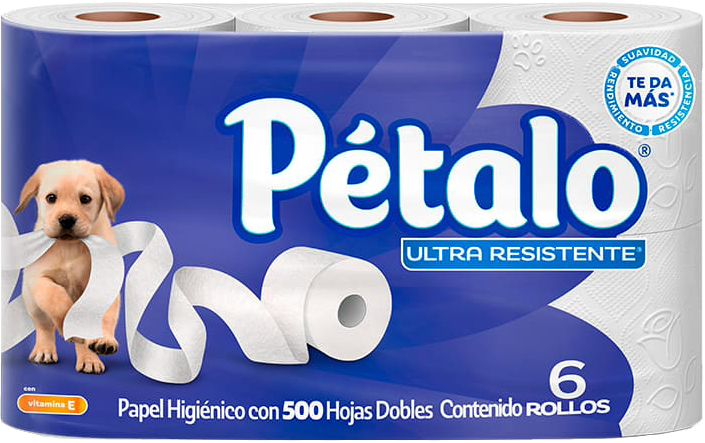 PAPEL HIGIENICO PETALO ULTRA RESISTENTE 500HJ 6/ 6 PZ