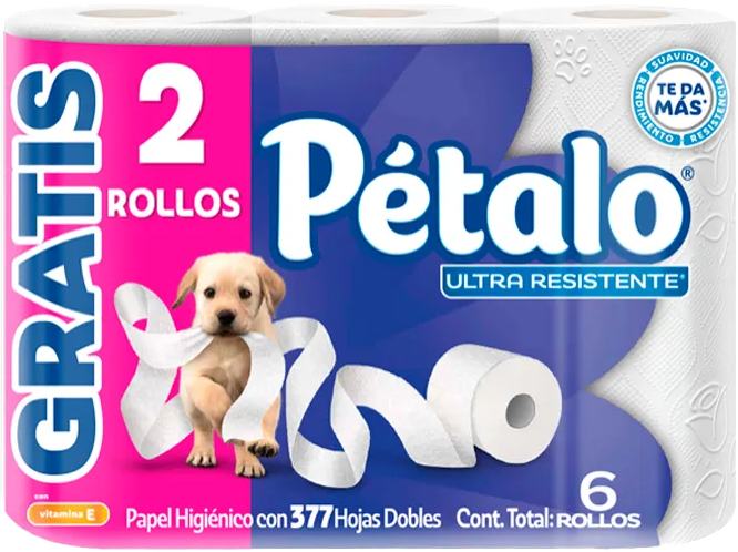 PAPEL HIGIENICO PETALO ULTRA RESISTENTE 377HJ 5/6PZ