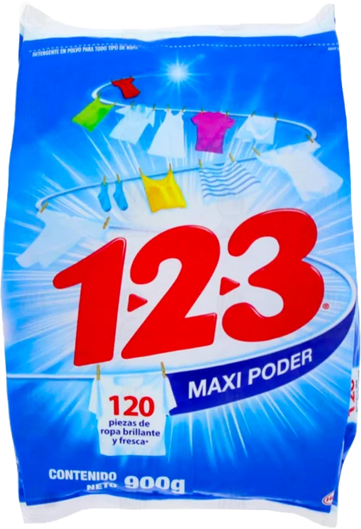 DETERGENTE EN POLVO 123 FRESCA BLANCURA 20/900 GR