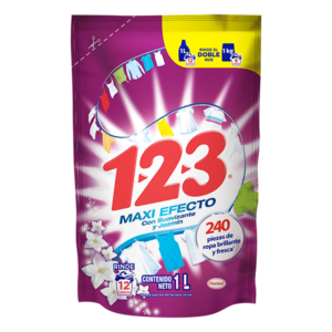 DETERGENTE LIQUIDO 123 SUAVIZANTE Y JAZMIN DOYPACK 12/1LT