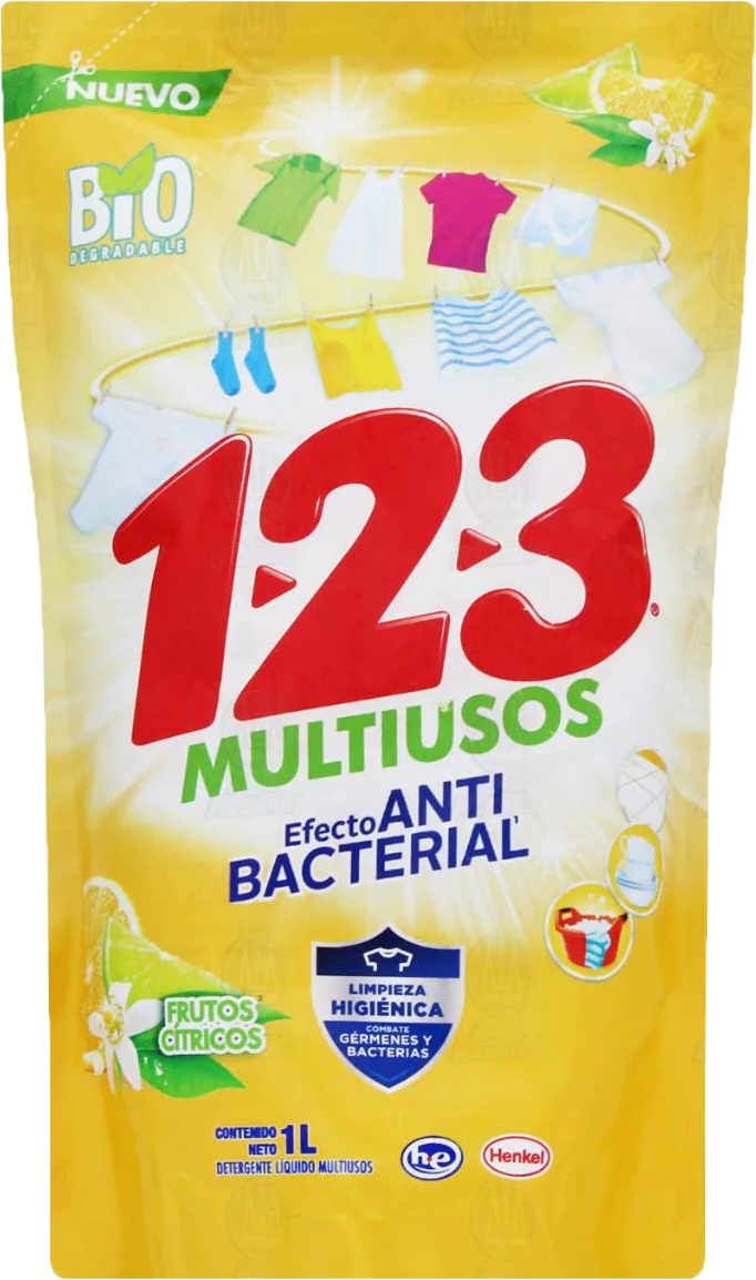 DETERGENTE LIQUIDO 123 LAVANDA ANTIBACTERIAL DOYPACK 12/1LT