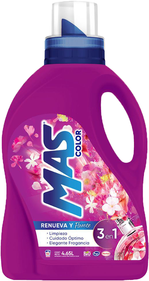 DETERGENTE LIQUIDO MAS COLOR RENUEVA Y FLORECE 4/ 4.65LT