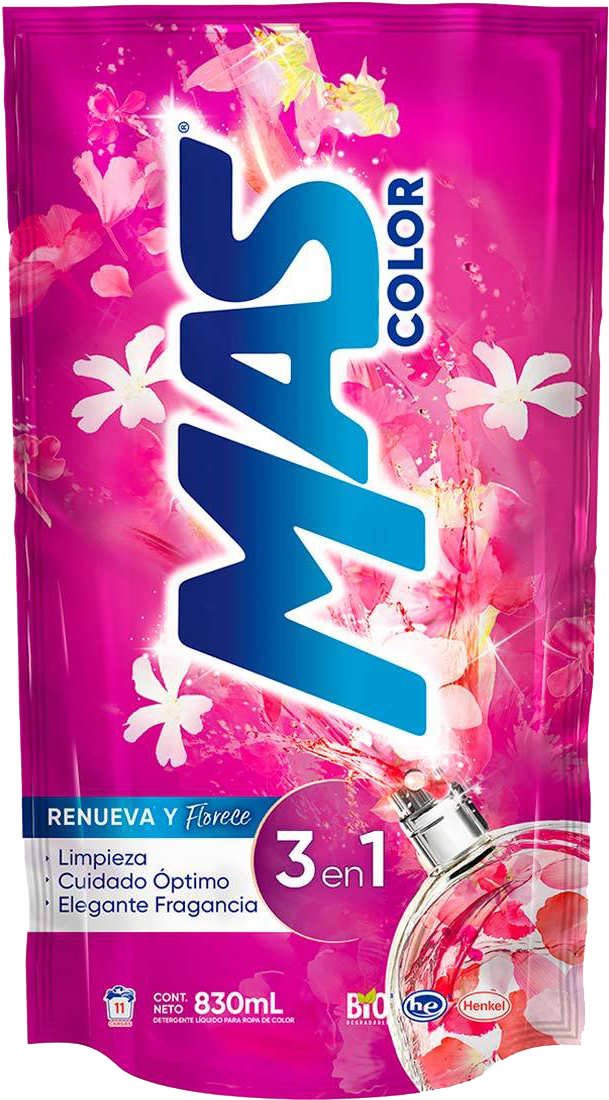 DETERGENTE LIQUIDO MAS COLOR RENUEVA Y FLORECE  14/830ML