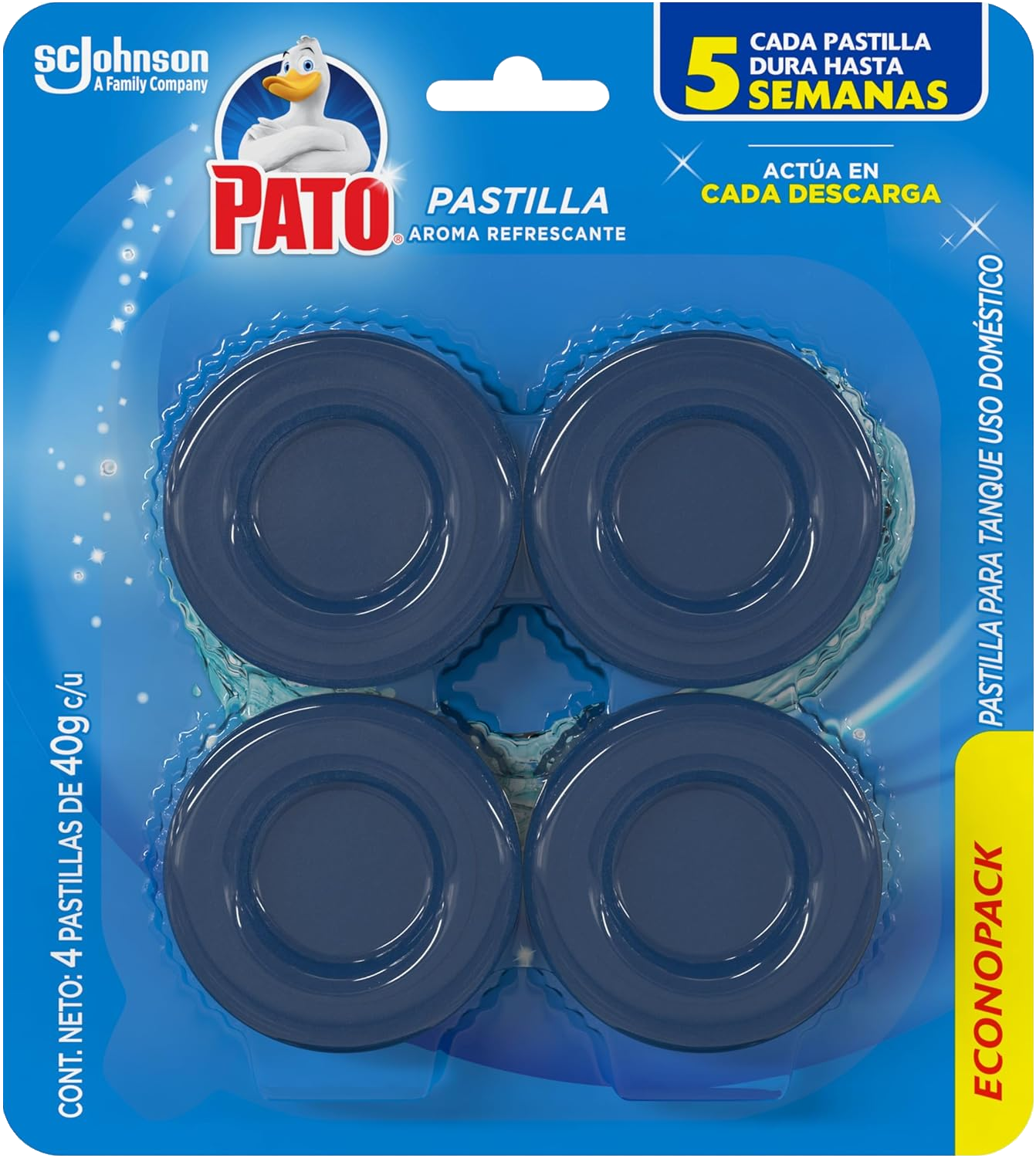 PASTILLAS P/INODORO PATO TANQUE 4PACK BRISA DE MAR 12/160ML
