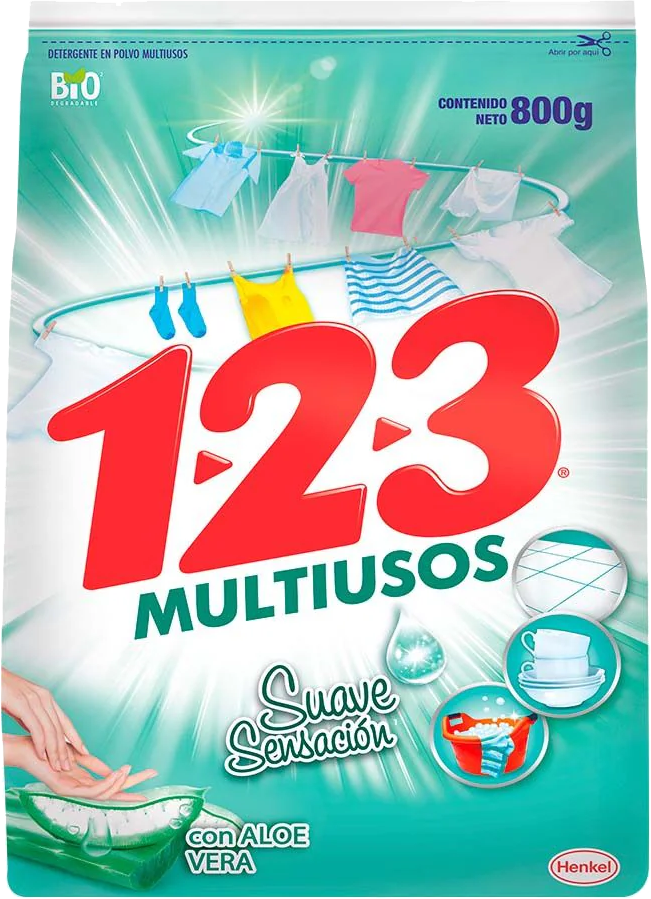 DETERGENTE POLVO 123 ALOE VERA 24/800GR
